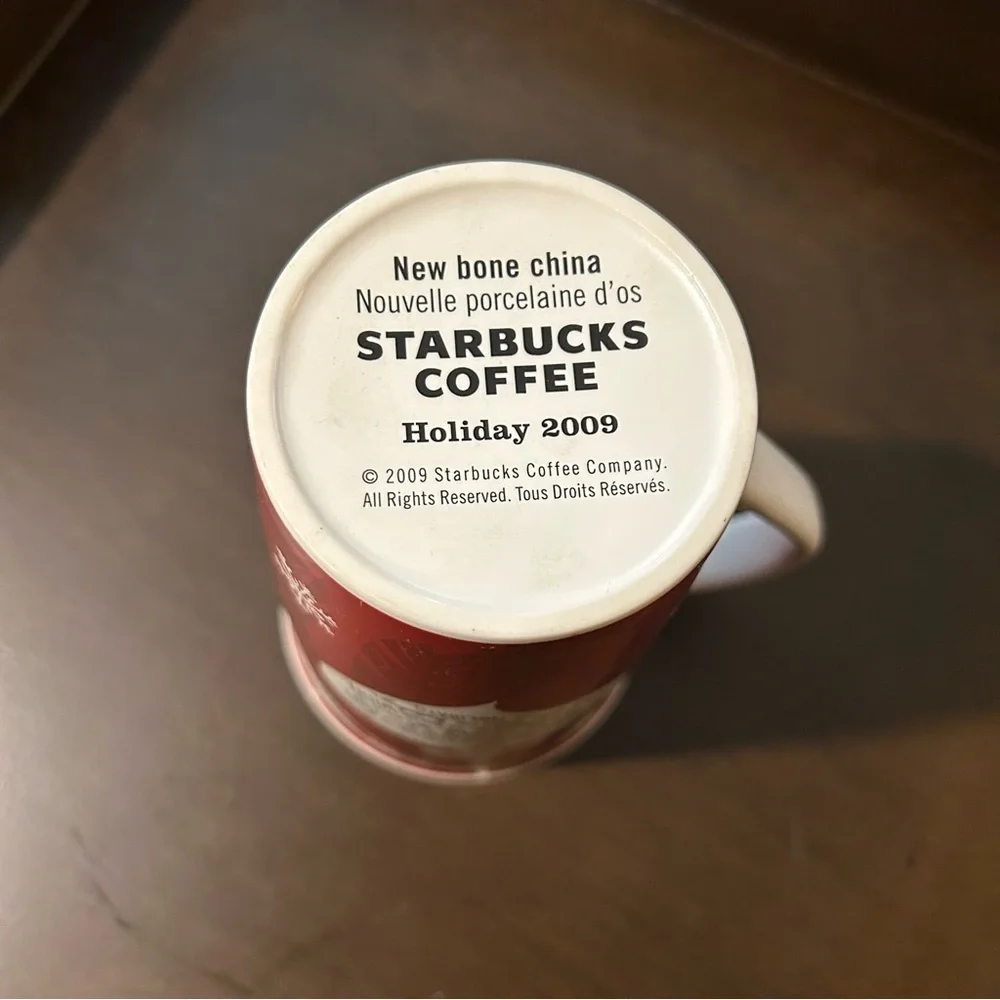 Starbucks 2009 Holiday Mug Christmas red white green tall
